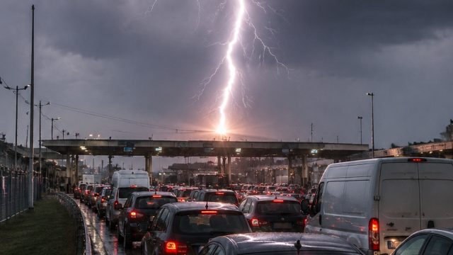 Severe Lightning Strike Disrupts Traffic at Evzoni Border Crossing